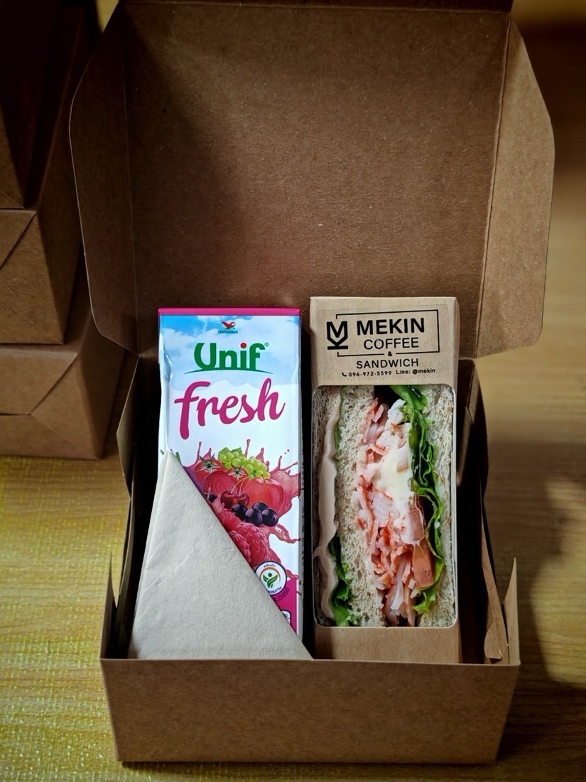 Sandwich and juice set for a coffee break